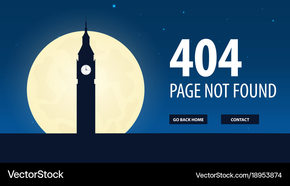 404 error page not found ui ux template Vector Image