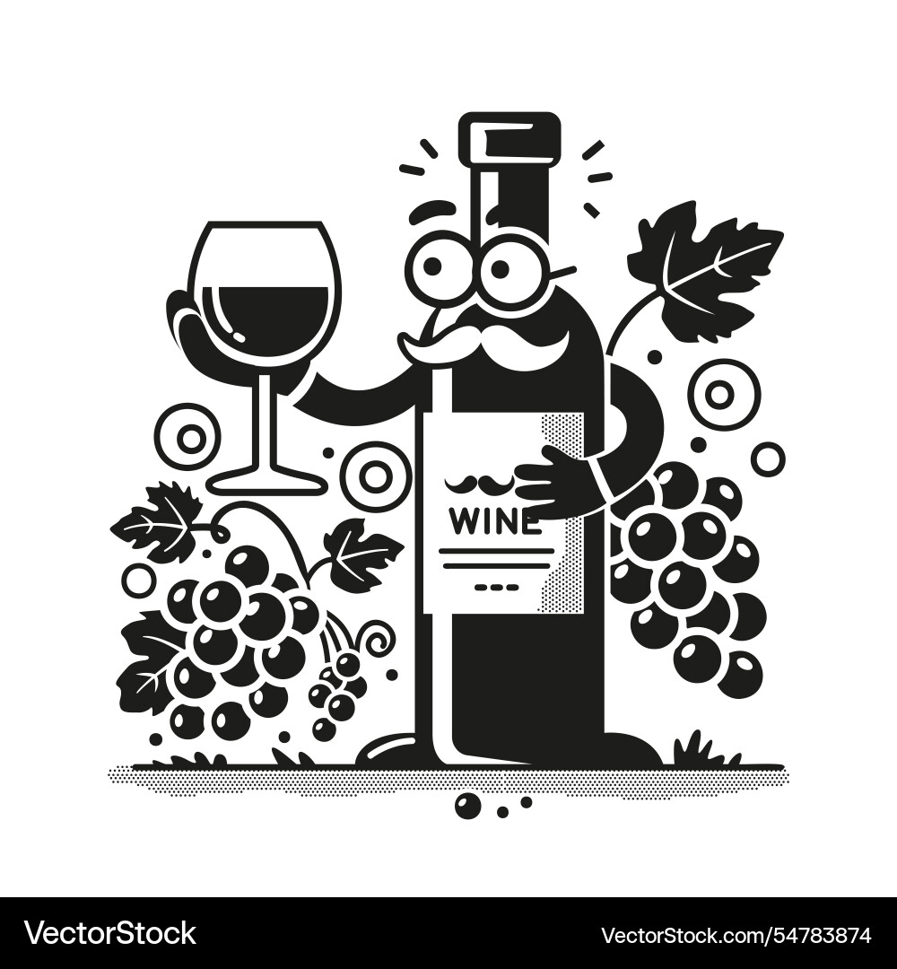 A character with mustache in the form of wine vector image