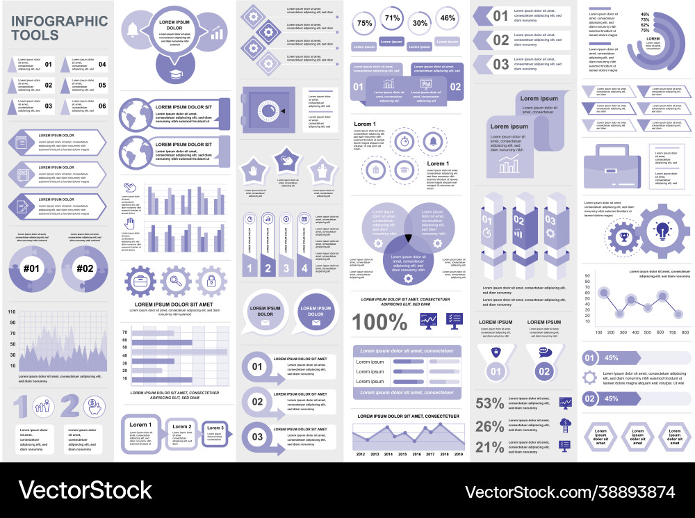 Bundle infographic elements data visualization Bundle infographic elements data visualization vector image