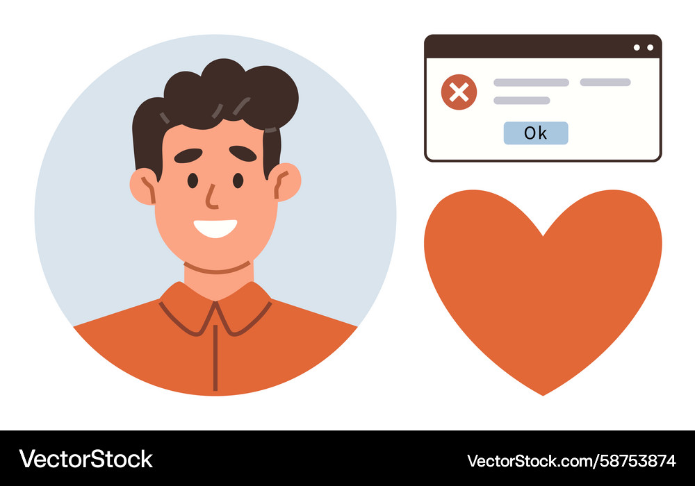 Error Message with Heart Icon Vector Image