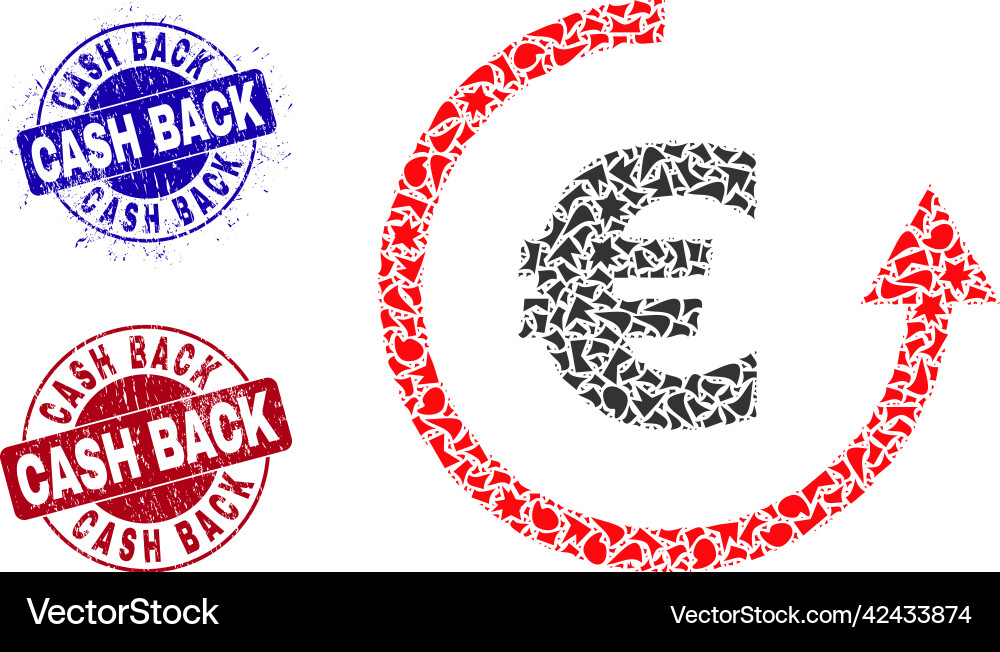 Euro erstatten Mosaik von Trümmern mit Bargeld zurück grunge Euro erstatten Mosaik von Trümmern mit Bargeld zurück grunge vektorbild