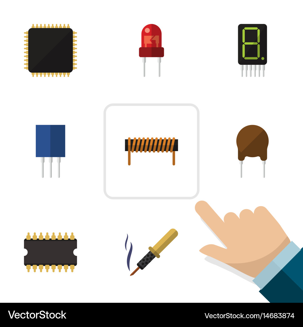 Flat appliance set of display receptacle cpu Vector Image