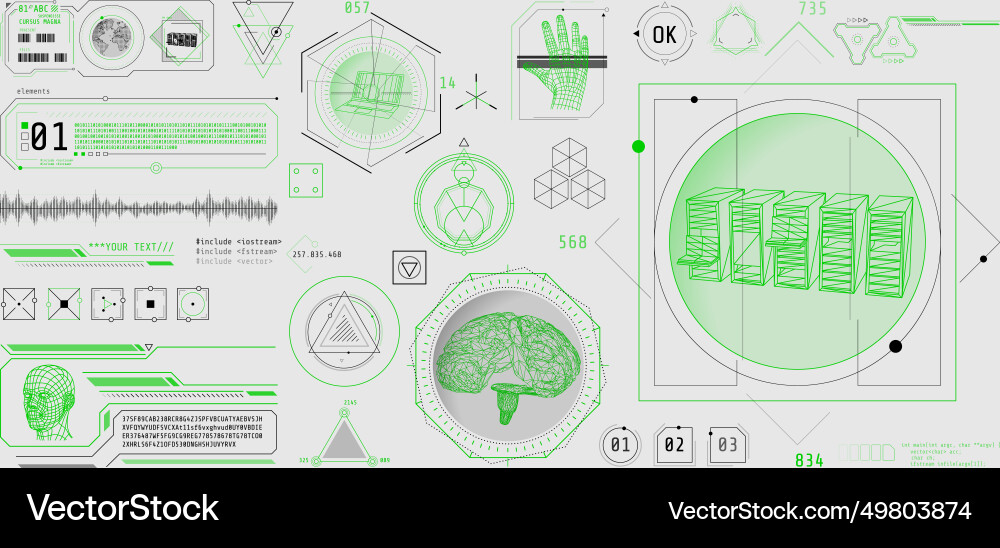 Hud interface design for decoding big data Vector Image