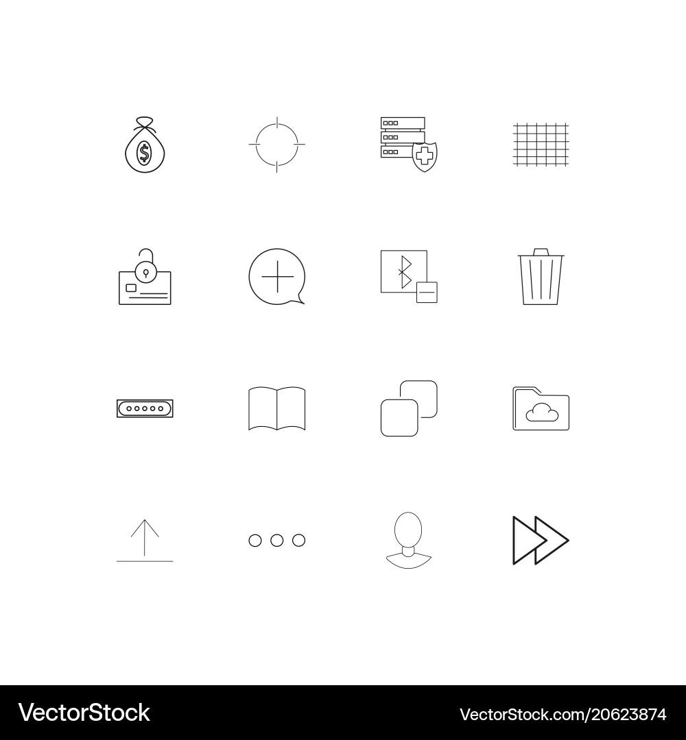 Interface simple linear icons set outlined vector image