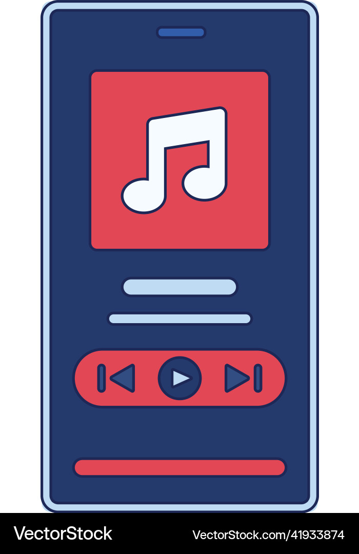 Isolated cellphone device with music player icon vector image