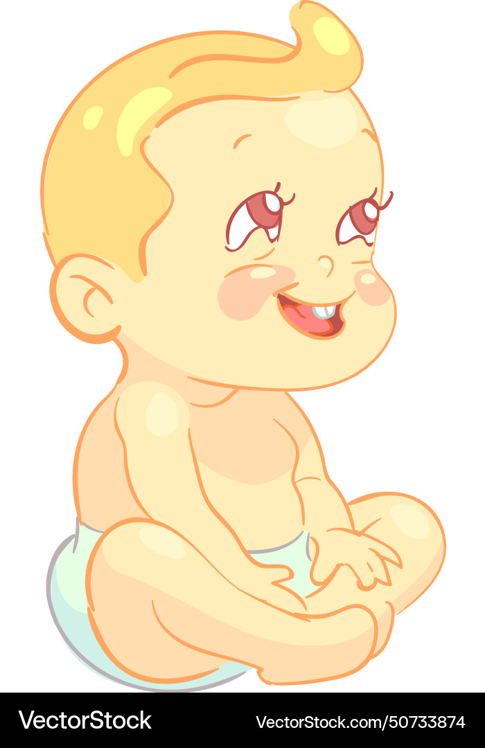 Laughing baby character cartoon toddler sit Laughing baby character cartoon toddler sit vector image