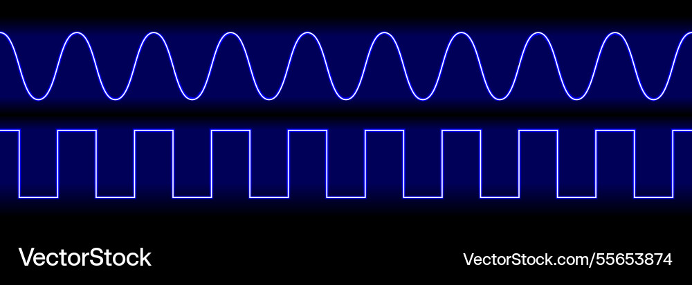 Neon lines of analog and digital circuit Neon lines of analog and digital circuit vector image