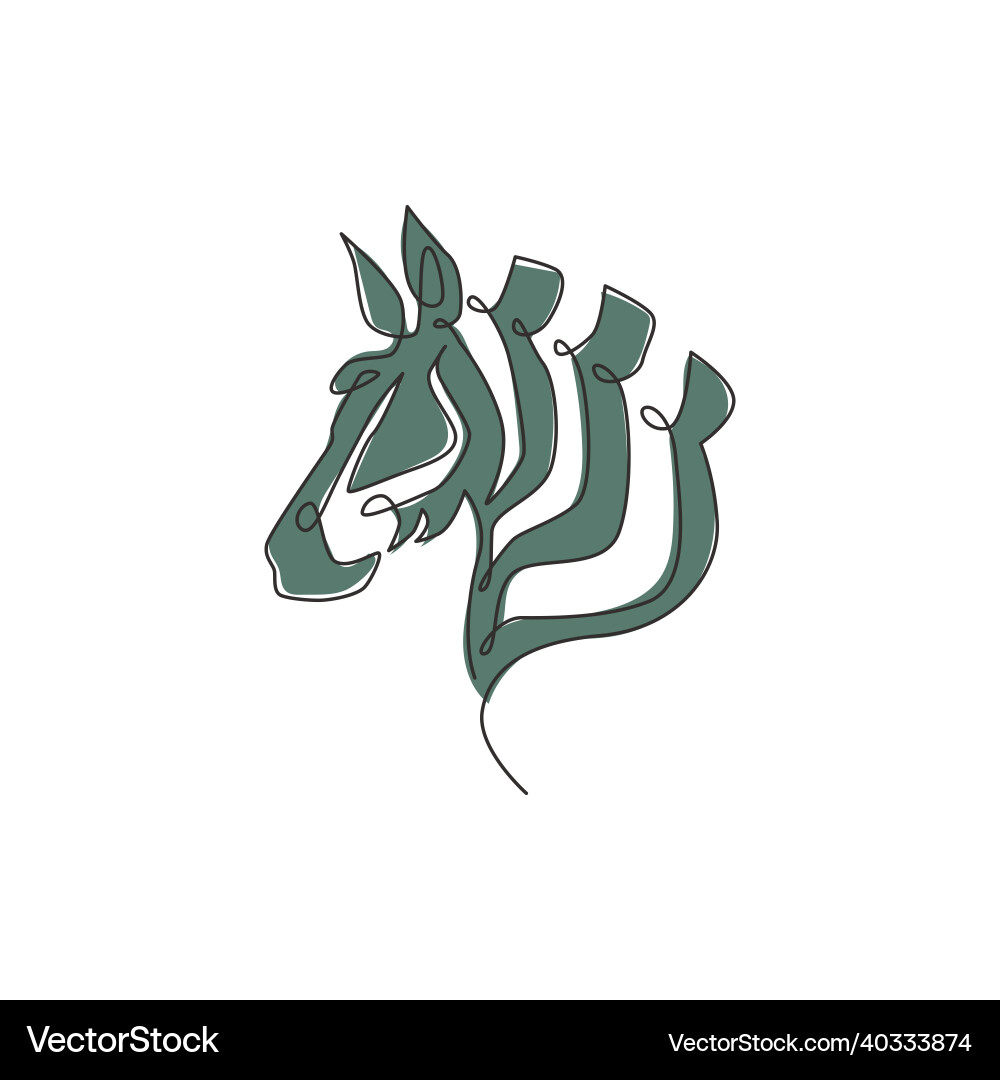 One continuous line drawing of zebra head One continuous line drawing of zebra head vector image