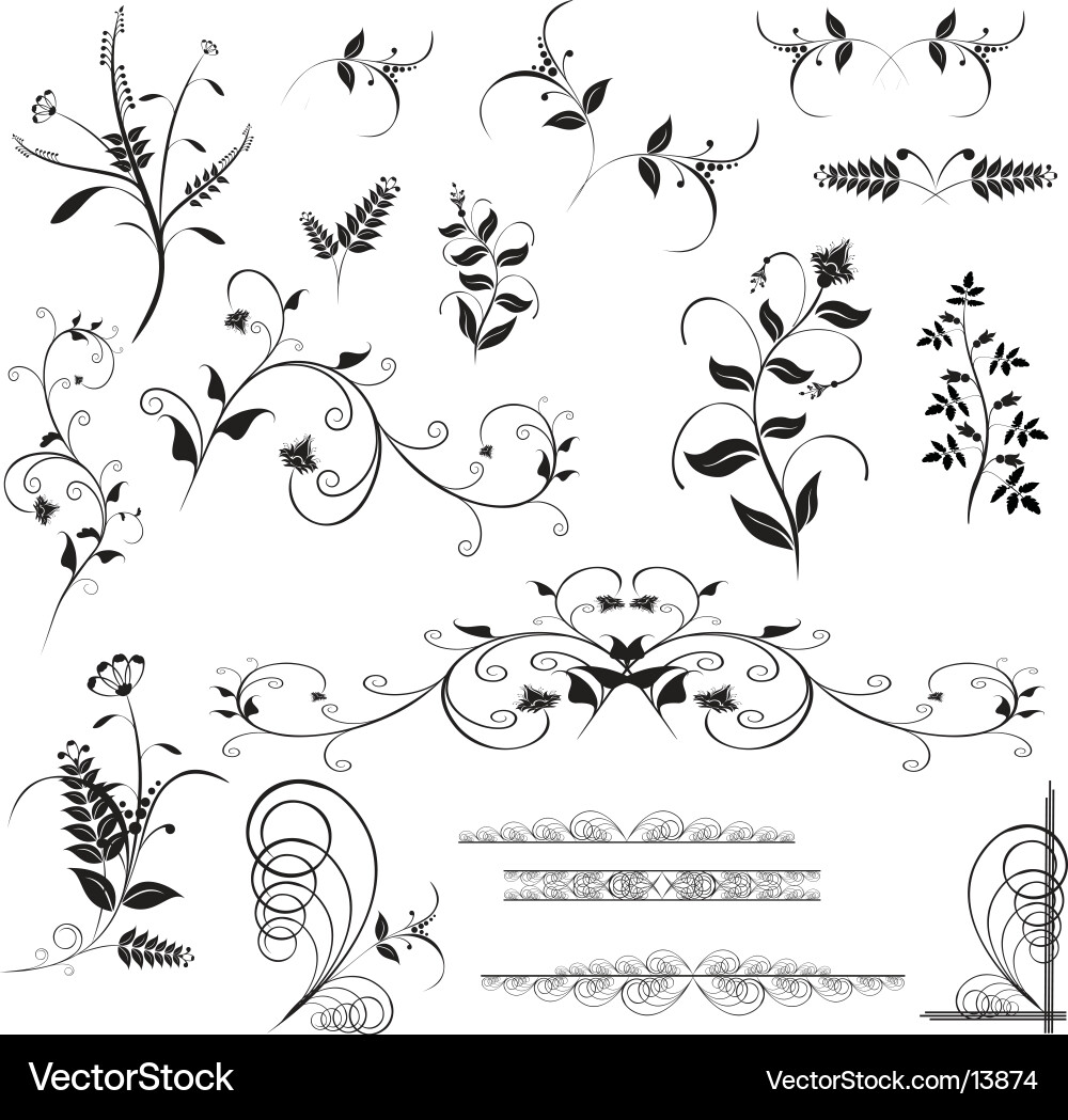Ornate Floral Motifs Vector Image