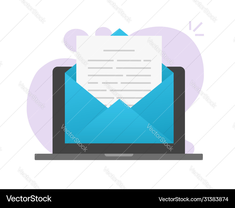 Reading email document text file online Reading email document text file online Vector Image