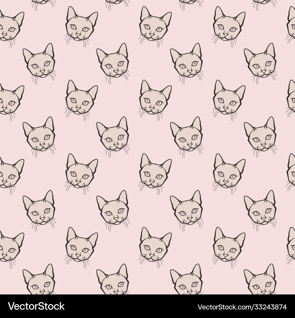 Seamless repeat pattern design with cats Vector Image