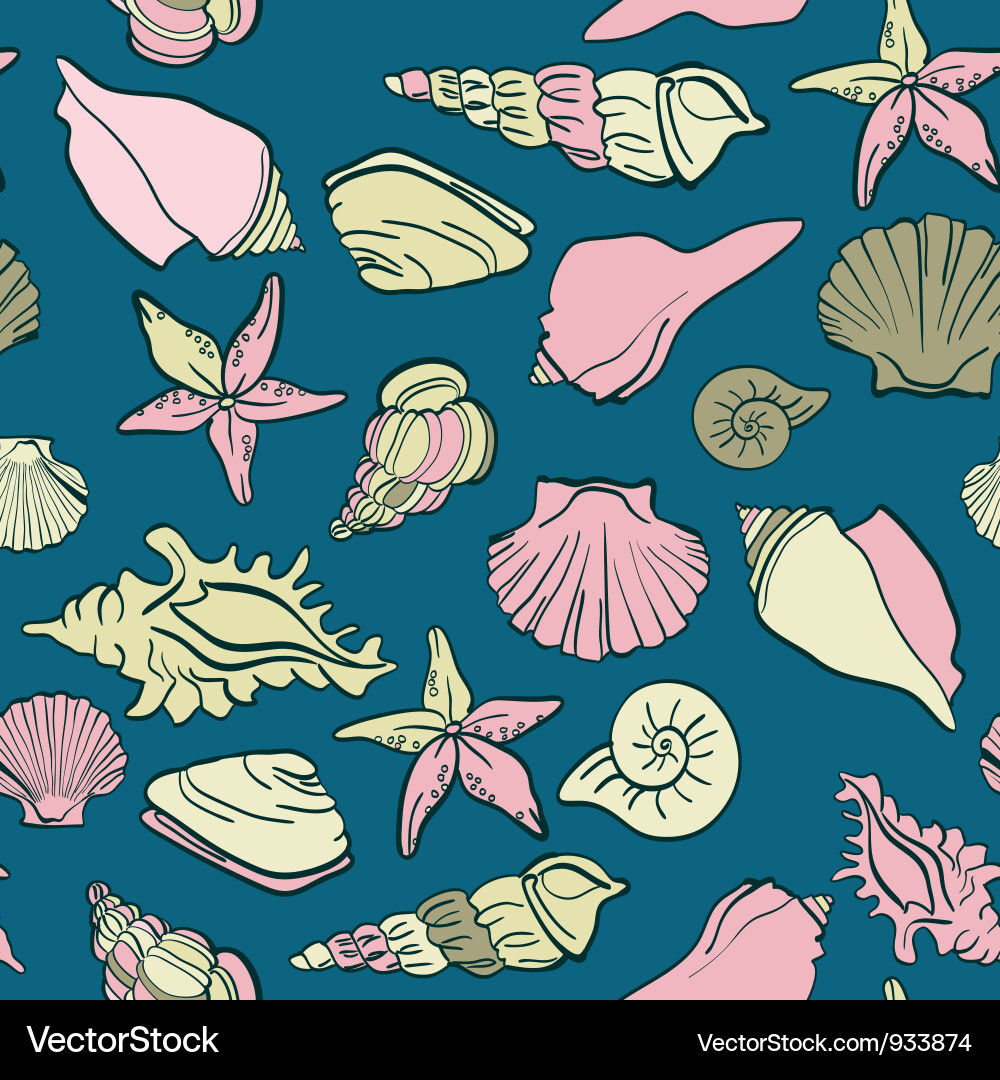 Seashell Seamless Pattern vector image