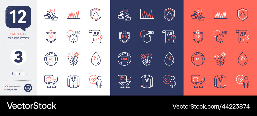 Set of verification person report and shield line Vector Image