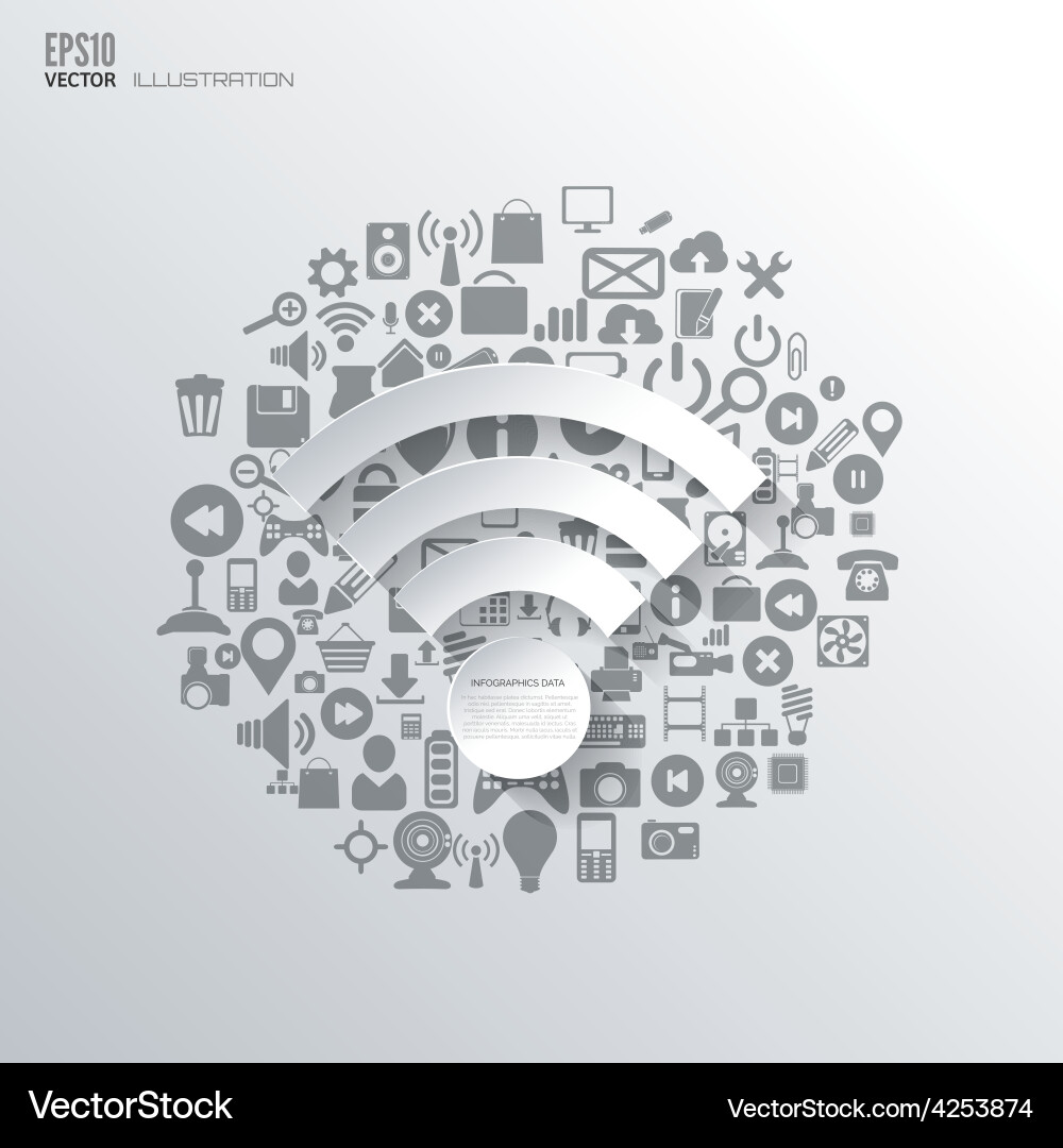 Wi-fi icon flat abstract background with web vector image