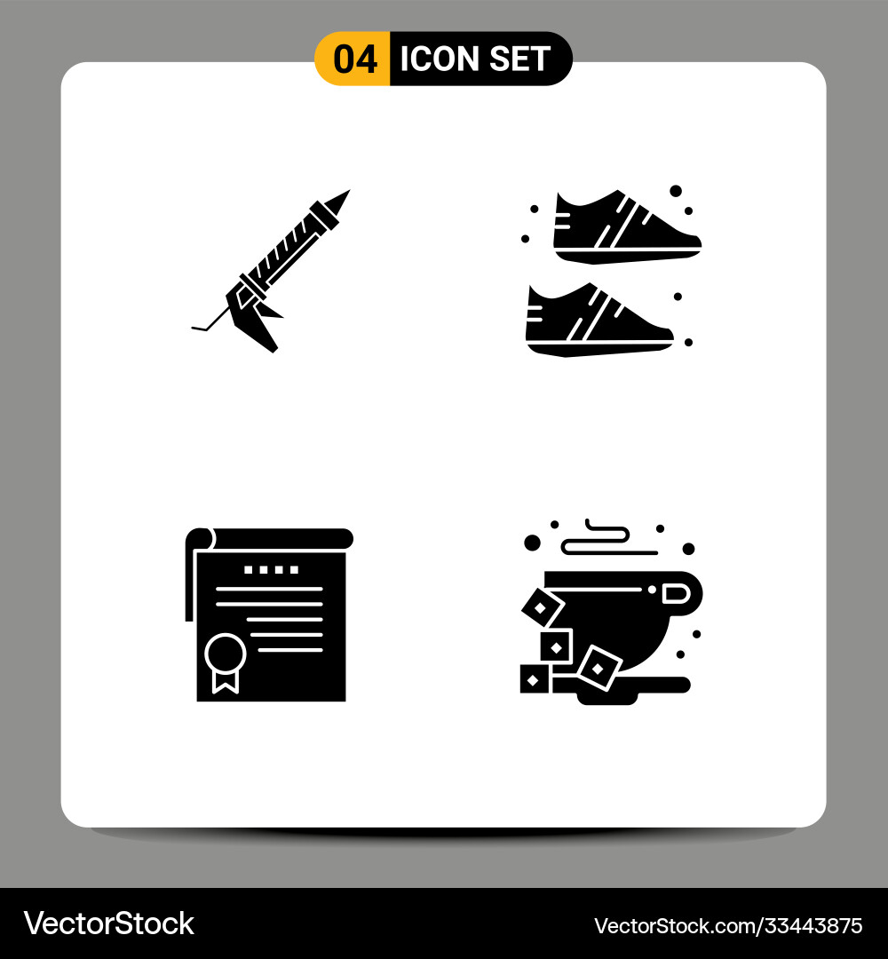 4 universal solid glyphs set for web and mobile Vector Image