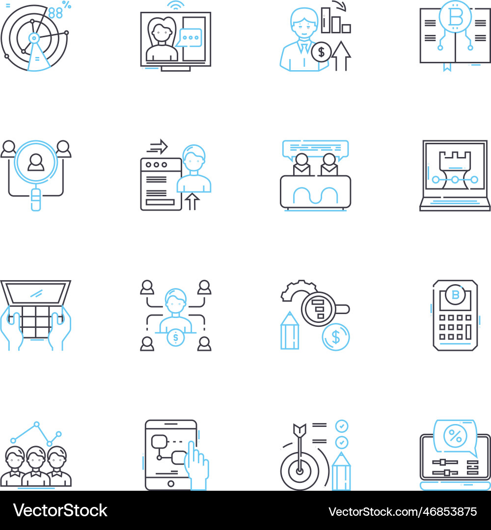 Artificial reality linear icons set virtual Vector Image