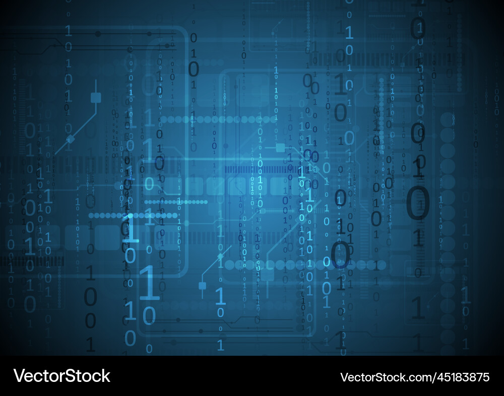 Dark blue technology background with binary code Dark blue technology background with binary code vector image