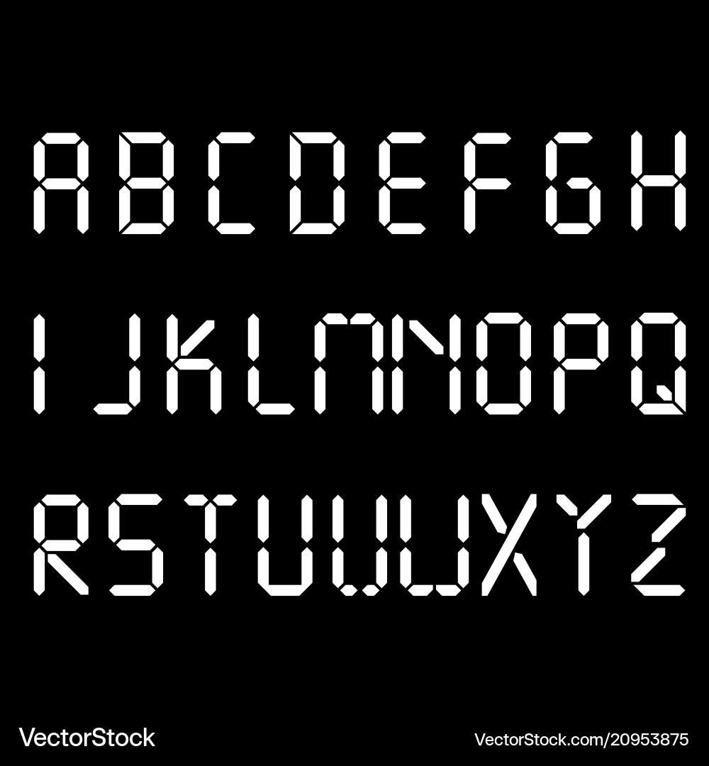 Digital Font - Alarm Clock Numbers Letters vector image