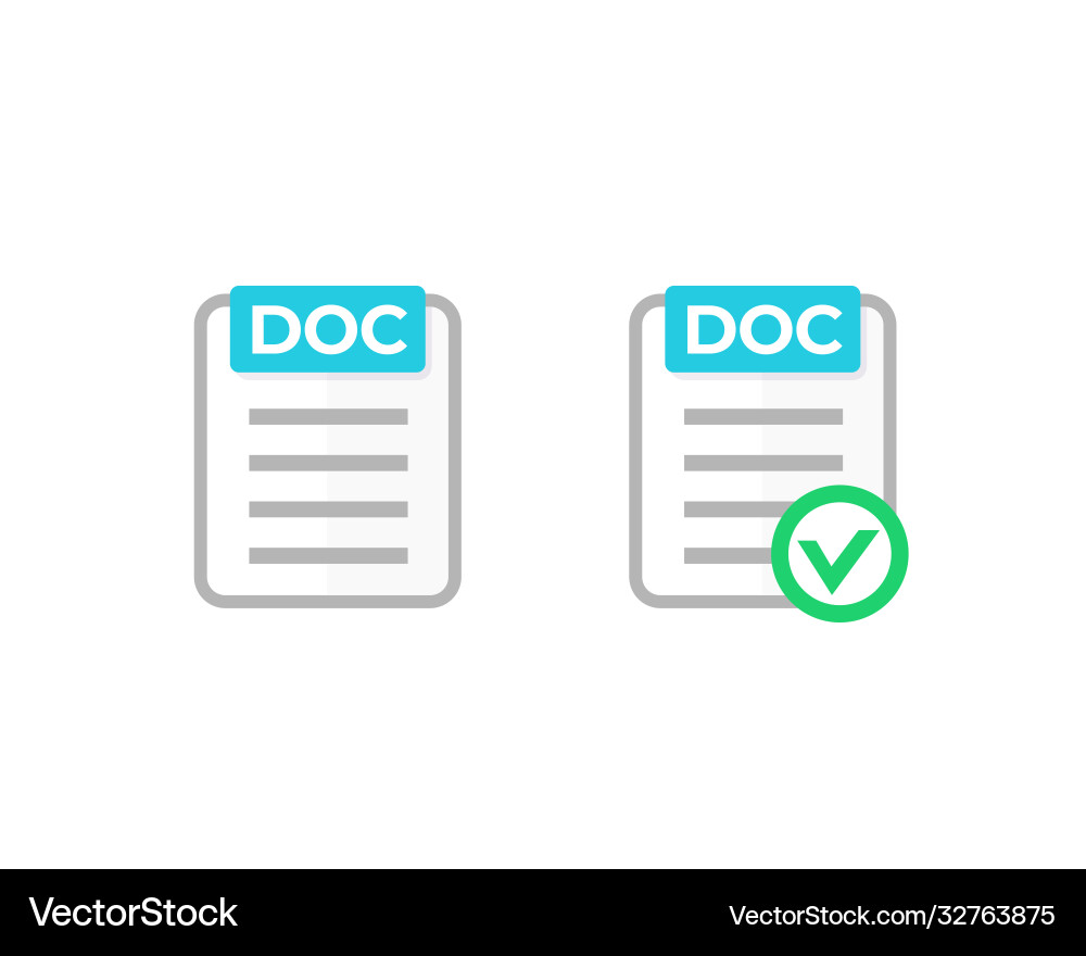 Doc document with check mark icon Vector Image