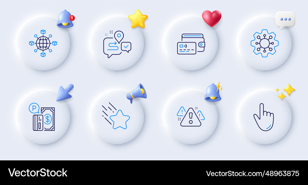 Execute journey and wallet line icons for web Vector Image