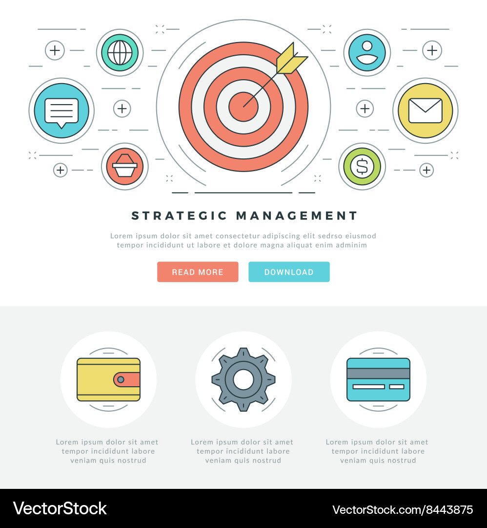 Flat line business concept web site header vector image