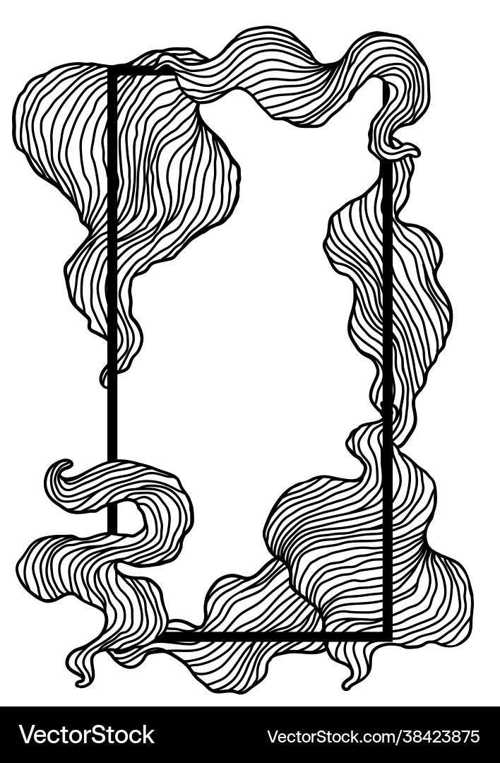 Frame with wave line curls monochrome stripes Frame with wave line curls monochrome stripes vector image