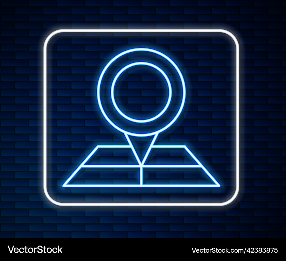 Glowing neon line folded map with location marker Glowing neon line folded map with location marker Vector Image