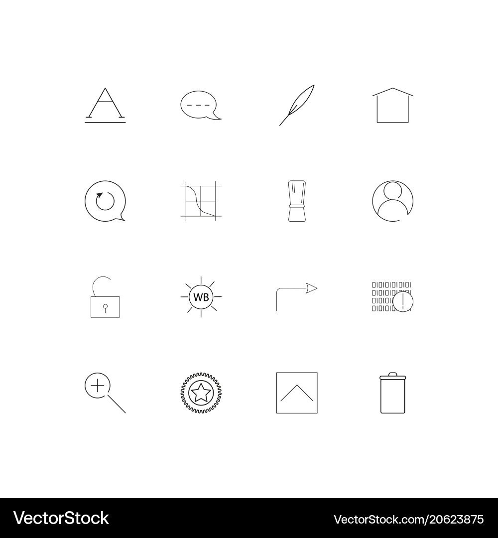 Interface simple linear icons set outlined vector image