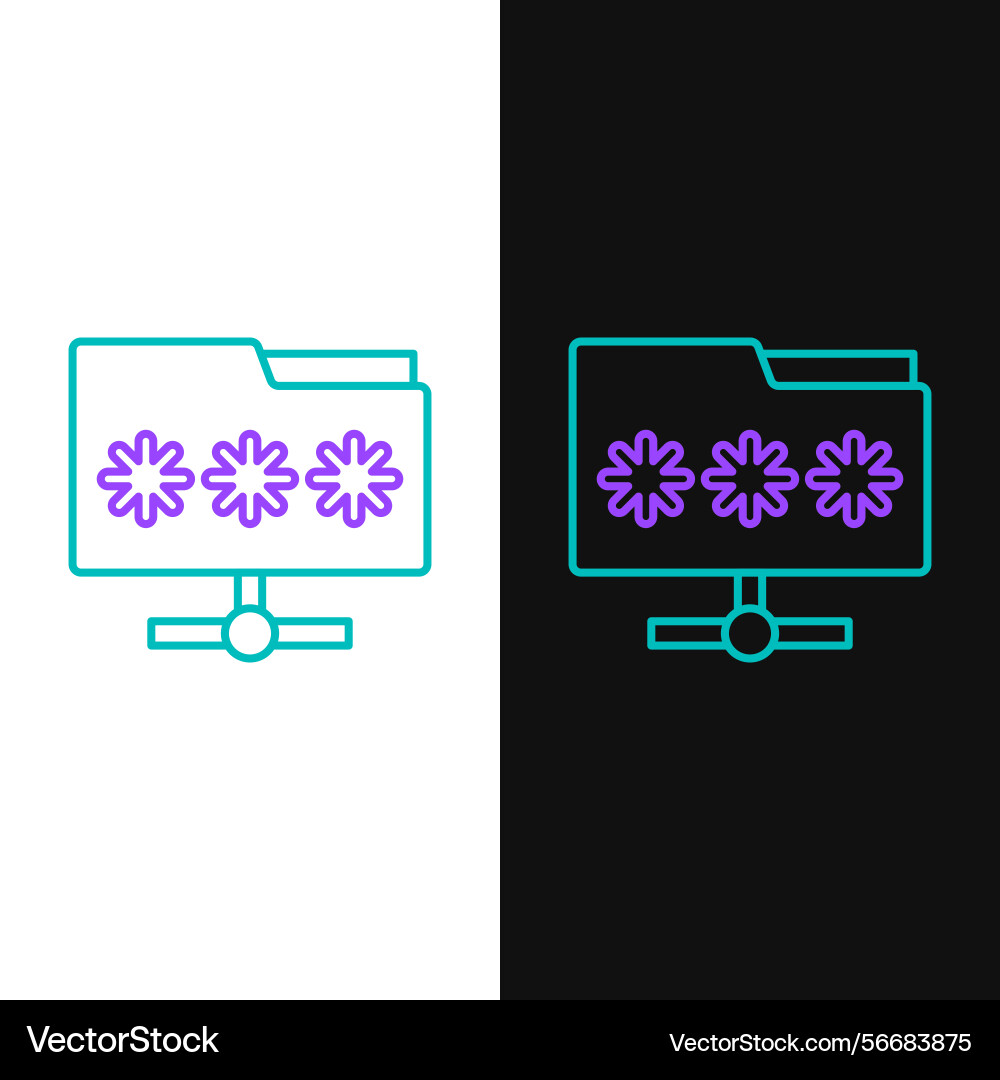 Line folder with password notification icon Line folder with password notification icon vector image