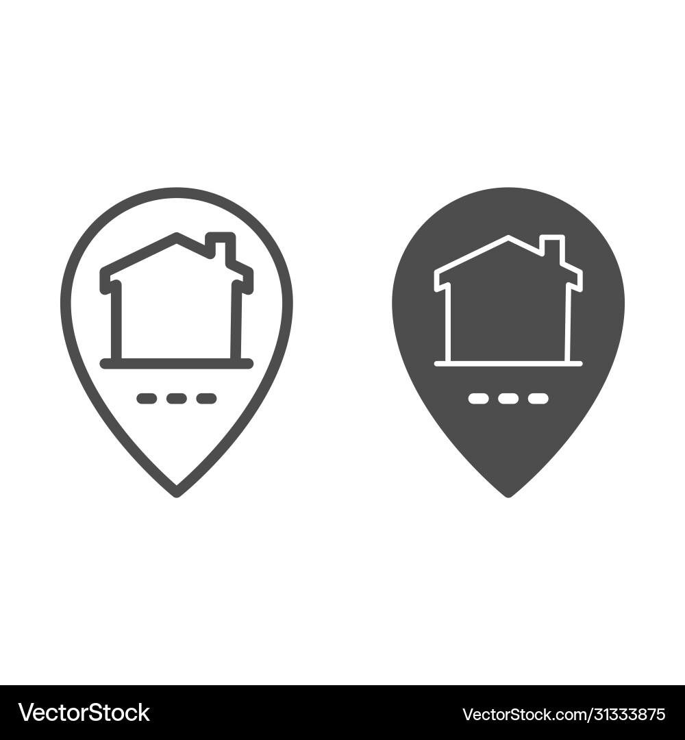 Location pointer and building line solid icon Vector Image