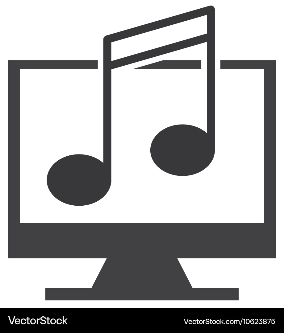 Monitor computer with button audio menu Vector Image