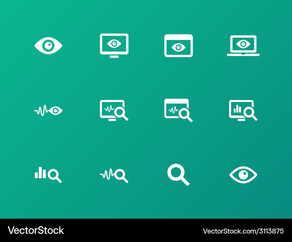 Monitoring icons on green background Vector Image