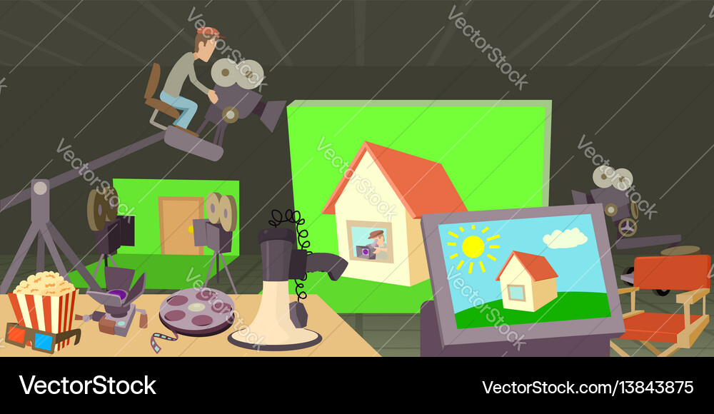 Movie cinema horizontal banner cartoon style Movie cinema horizontal banner cartoon style vector image