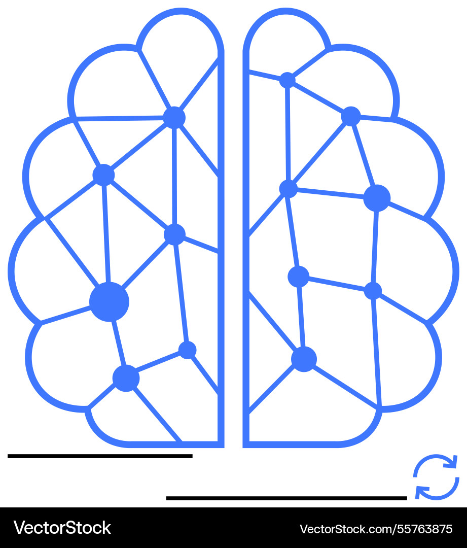 Neural network brain diagram with connected nodes Vector Image
