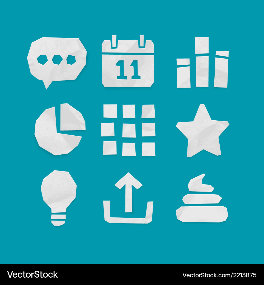 Paper cut icons for web and mobile applications vector image