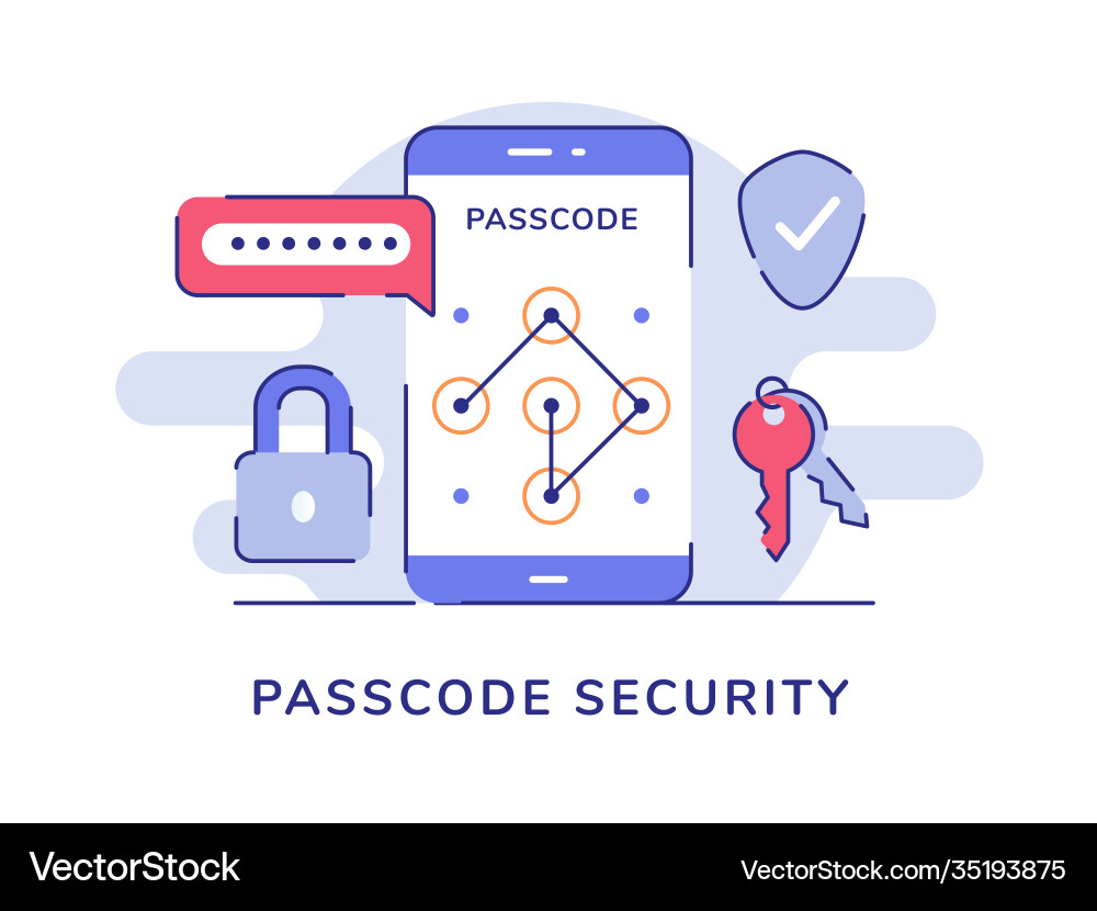 Passcode security password padlock key shield Passcode security password padlock key shield vector image