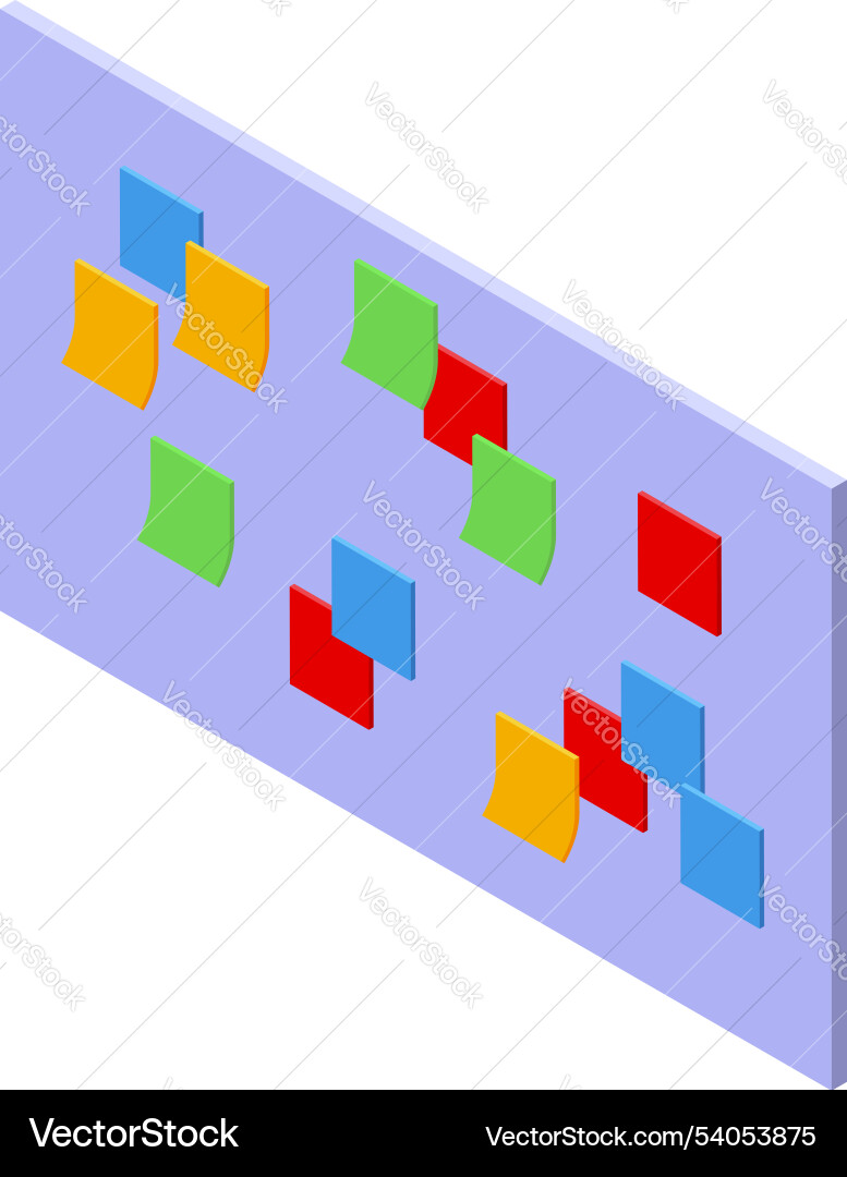 Scrum board showing colorful sticky notes Scrum board showing colorful sticky notes Vector Image