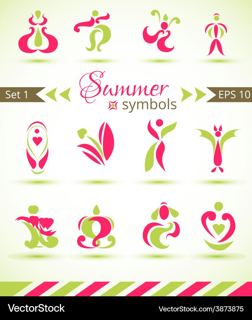 Set of different abstract flat summer and spring vector image
