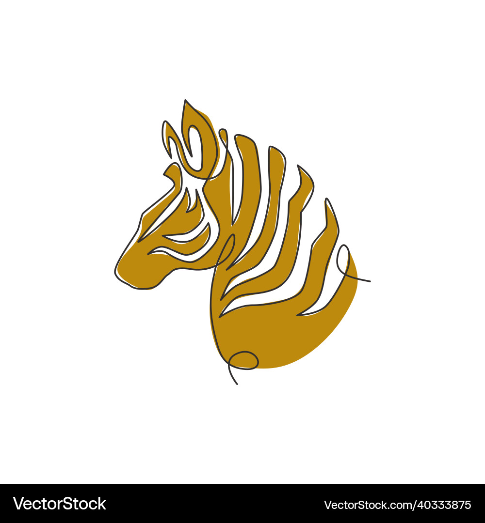 Single continuous line drawing of elegant zebra Vector Image