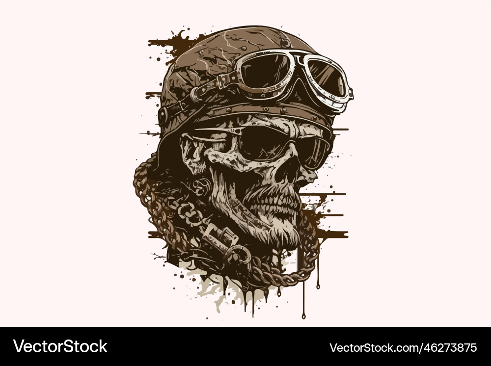 Skull Biker T-Shirt Art Vector Image
