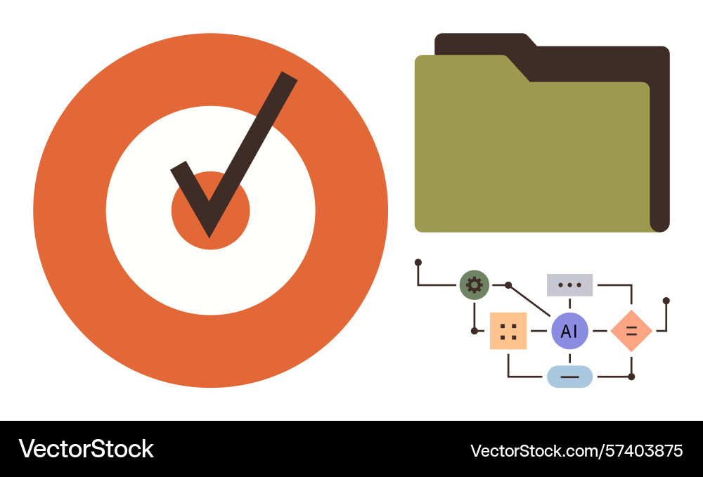 Target achievement data storage and ai workflow Target achievement data storage and ai workflow vector image