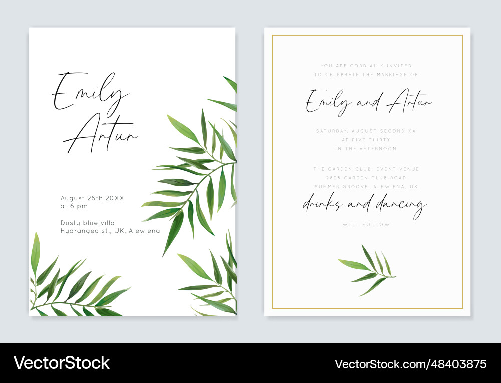 Tropical Palm Wedding Invitation Vector Image