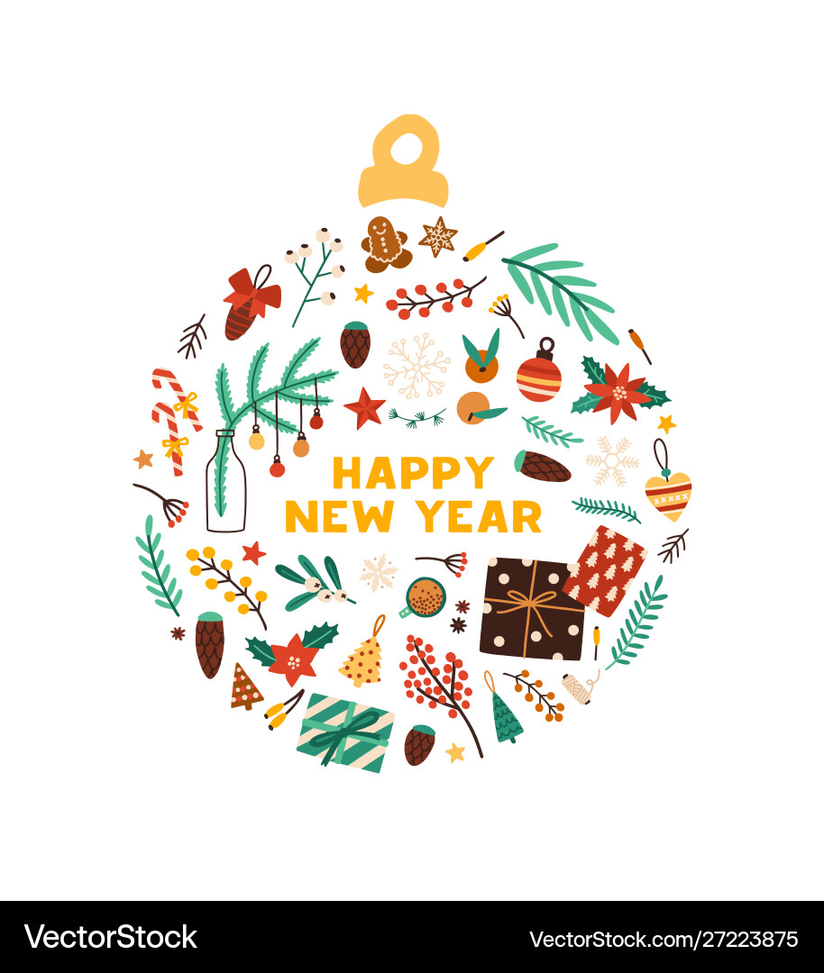 Winter holiday symbols flat Winter holiday symbols flat vector image