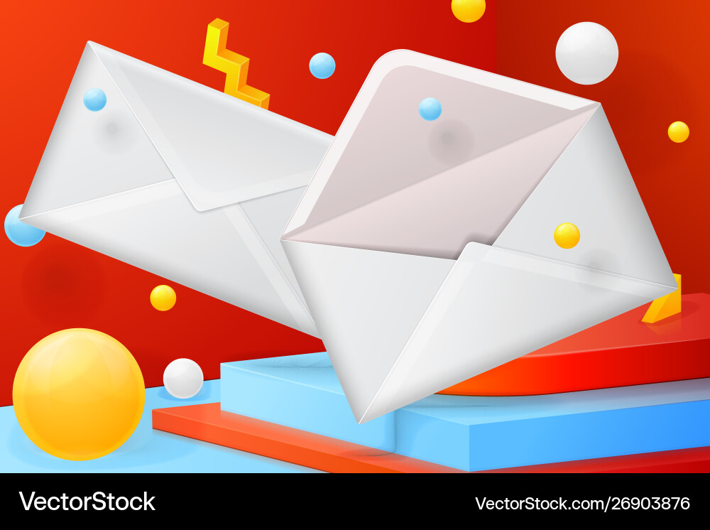 Abstract scene with open and close envelope Vector Image