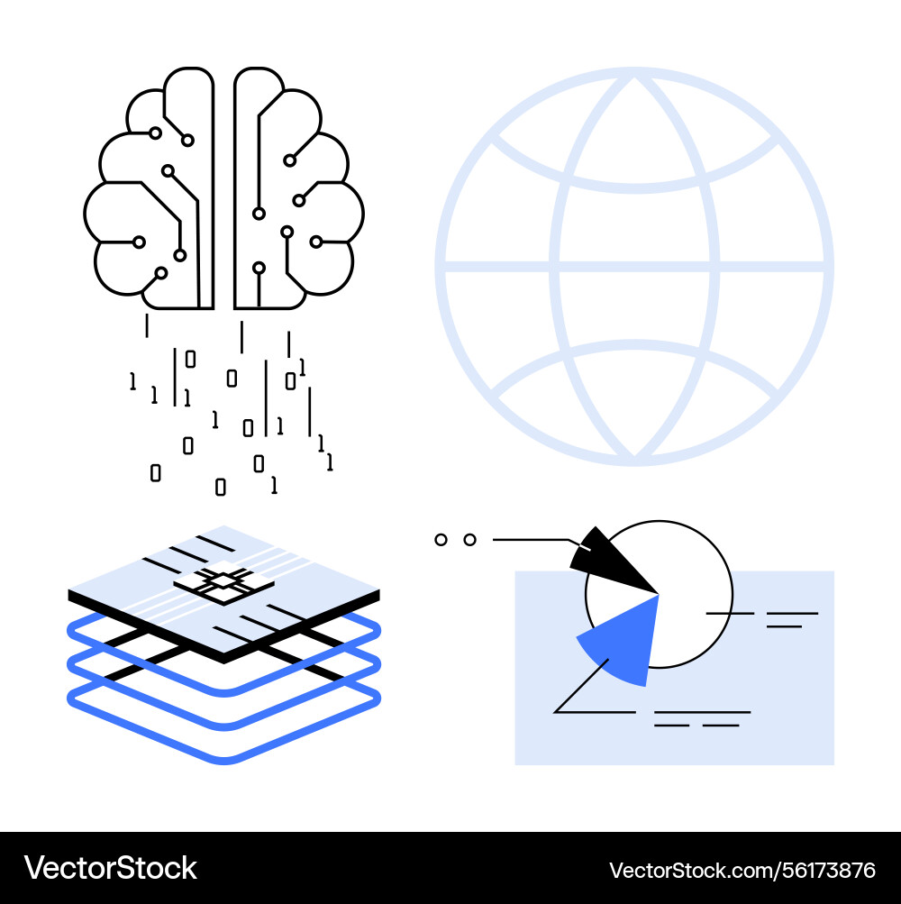 Artificial intelligence data analysis and global Artificial intelligence data analysis and global vector image