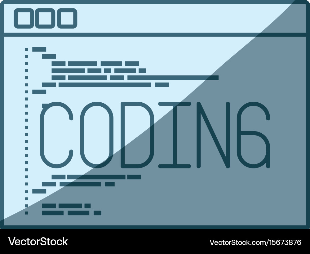 Blue shading silhouette programming window vector image