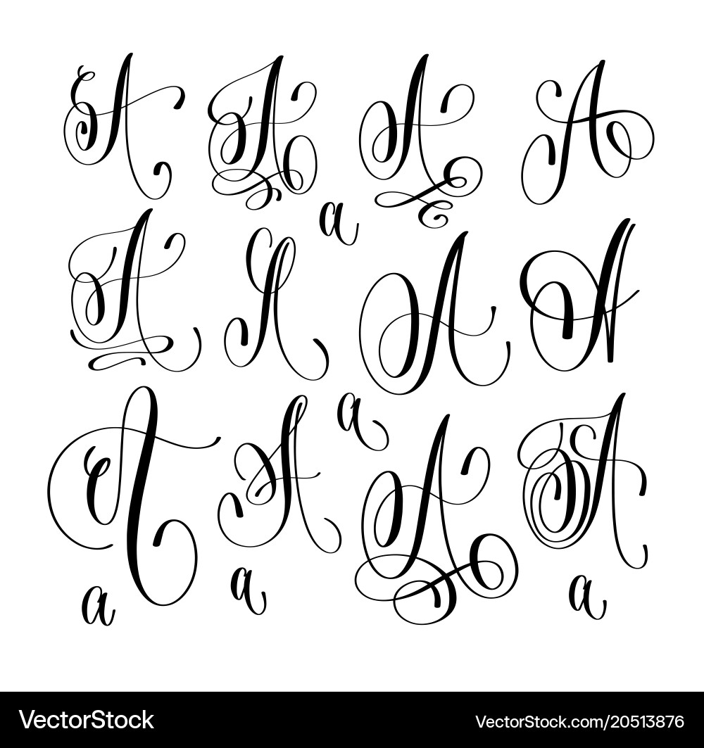 Calligraphic Lettering Script Font Set vector image
