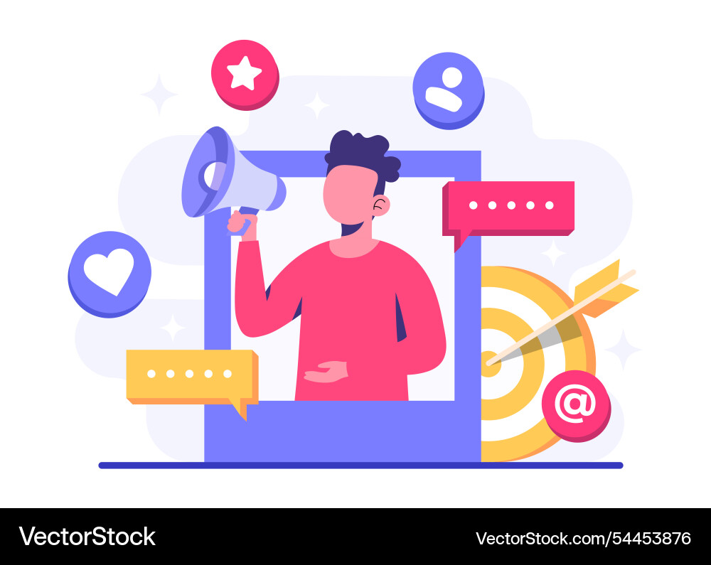 Digital marketing concept flat business content Vector Image