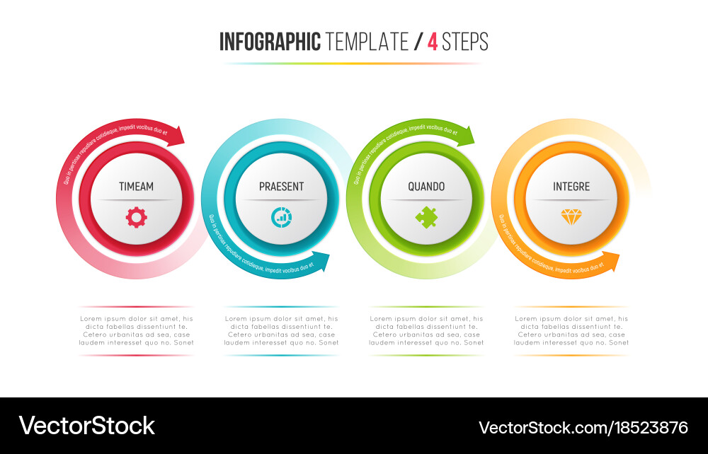 Four steps infographic process chart with circular