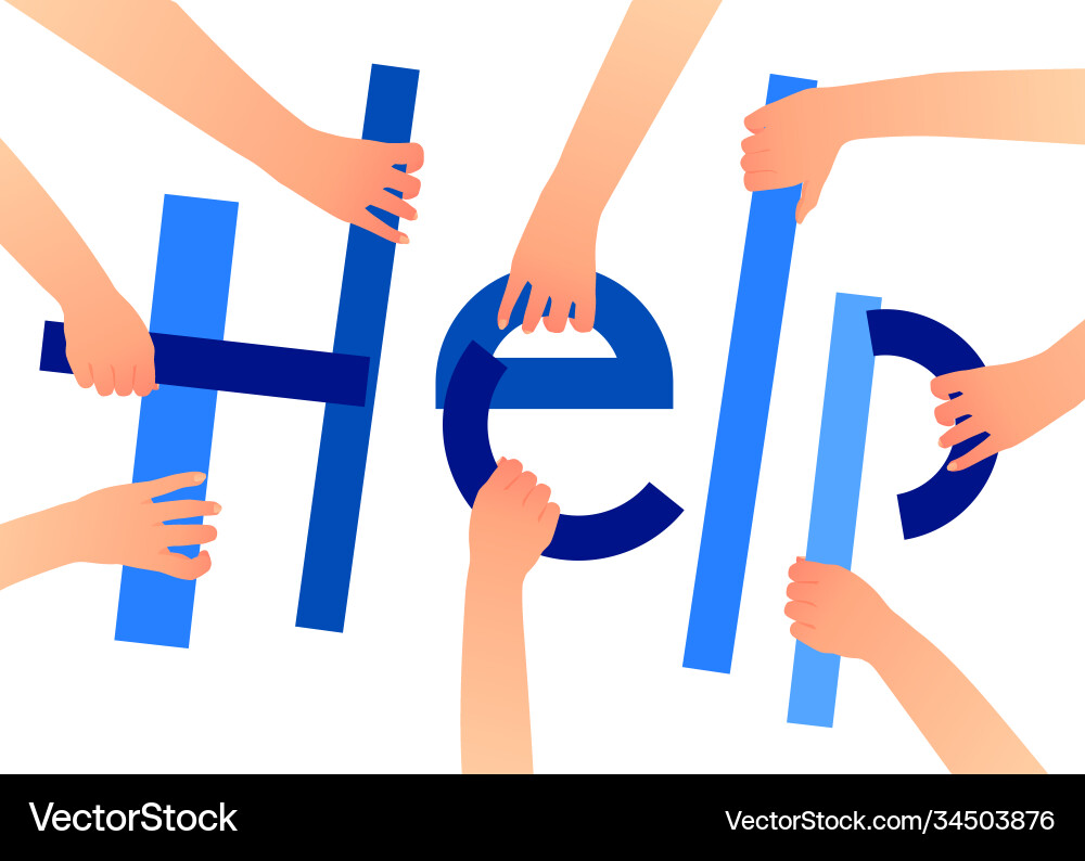 Hands holding shapes creating world help Hands holding shapes creating world help vector image